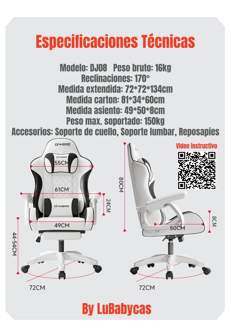 SILLA GAMER ERGONOMICA RECLINABLE CON REPOSAPIES ROSADA - 8