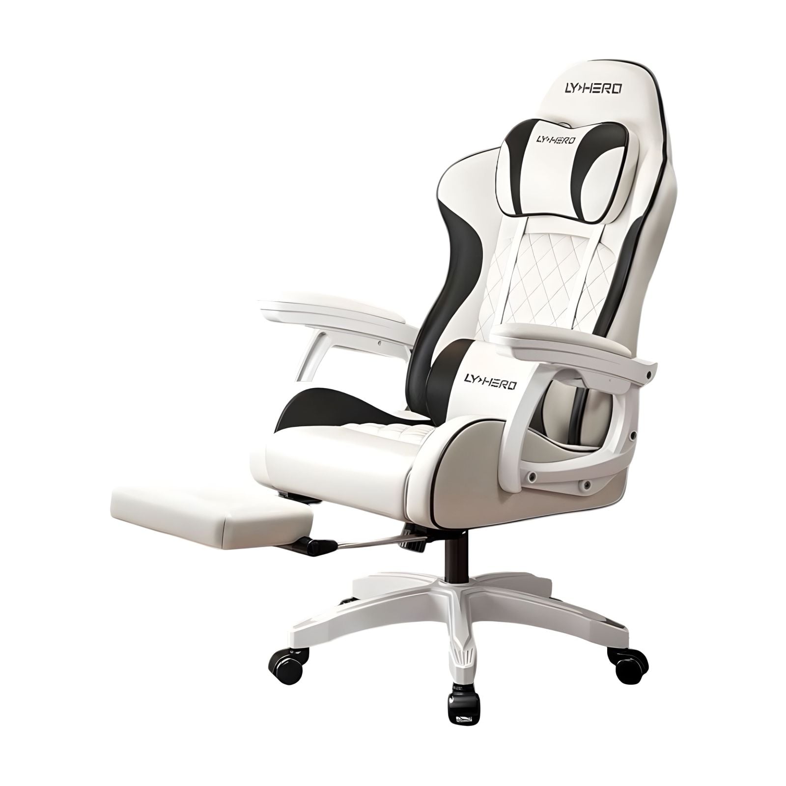 SILLA GAMER ERGONOMICA RECLINABLE CON REPOSAPIES BLANCA - 1
