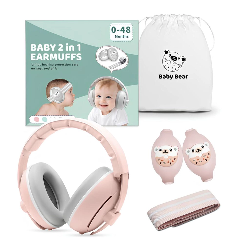 OREJERAS LUBABYCAS GE530 ANTIRUIDO AURICULARES 2 EN 1 ROSADO - 2