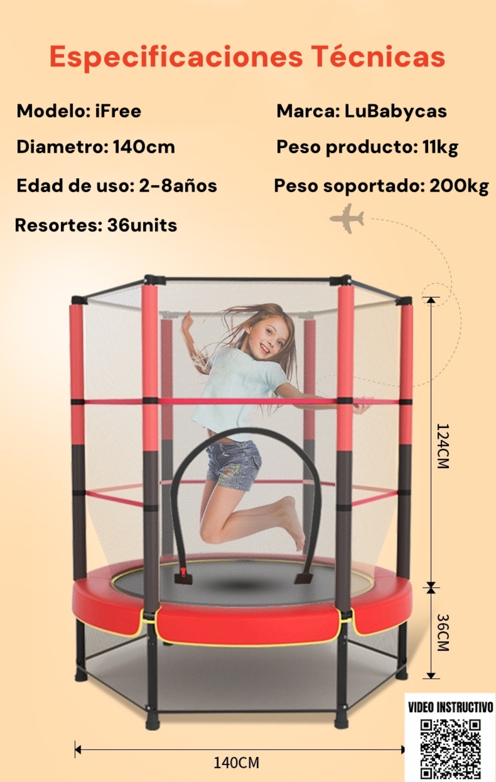 CAMA ELÁSTICA LUBABYCAS IFREE 140 CM DISEÑO ALTO - 8