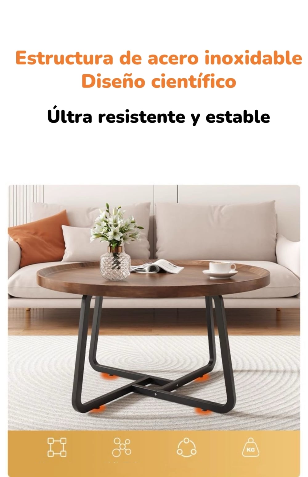 MESA CENTRO LUBABYCAS Q70 CAFE REDONDA 70CM - 6