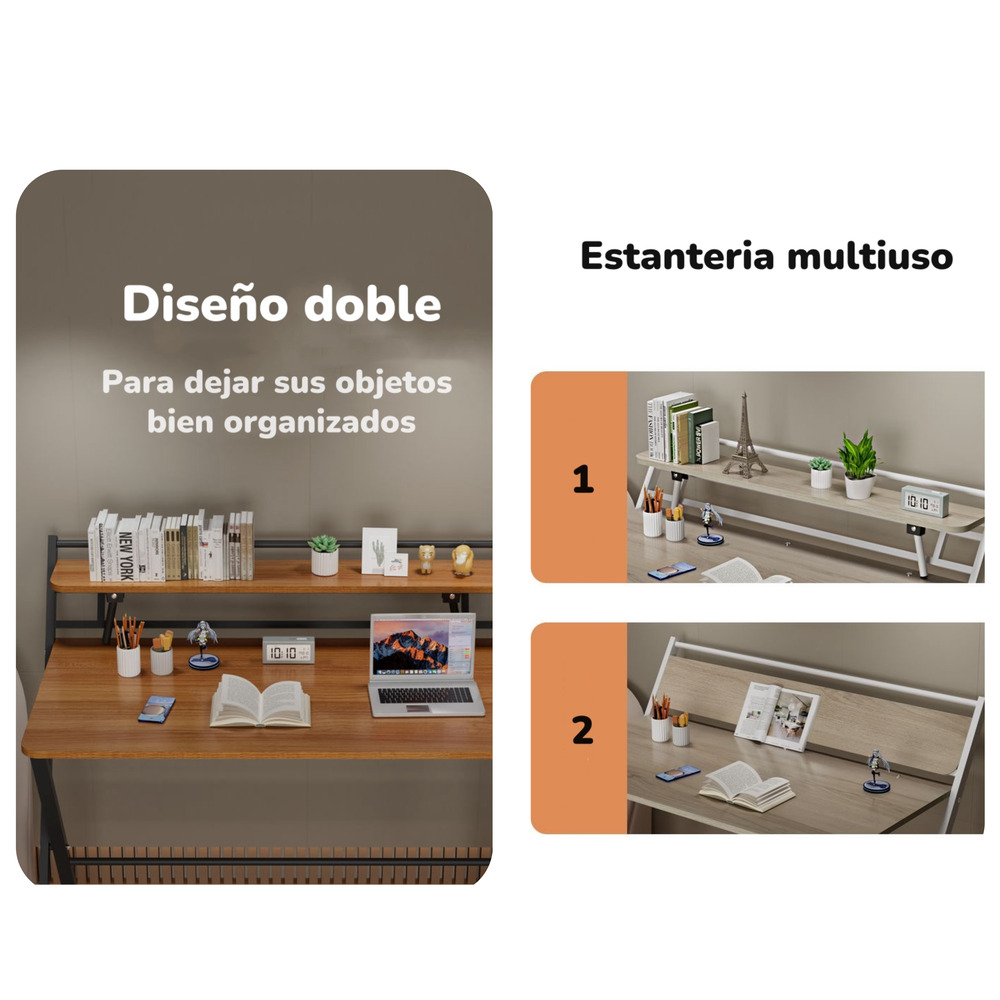 ESCRITORIO LUBABYCAS WHEAT PLEGABLE 100X50X93CM CON REPISA ACERO - 4