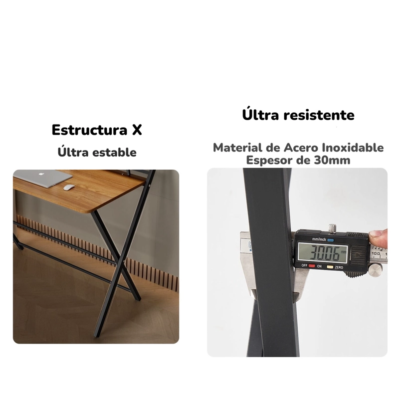 ESCRITORIO LUBABYCAS WHEAT PLEGABLE 100X50X93CM CON REPISA ACERO - 5