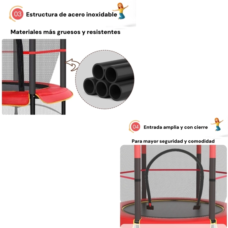 CAMA ELÁSTICA LUBABYCAS IFREE 140 CM DISEÑO ALTO ROSADA - 5