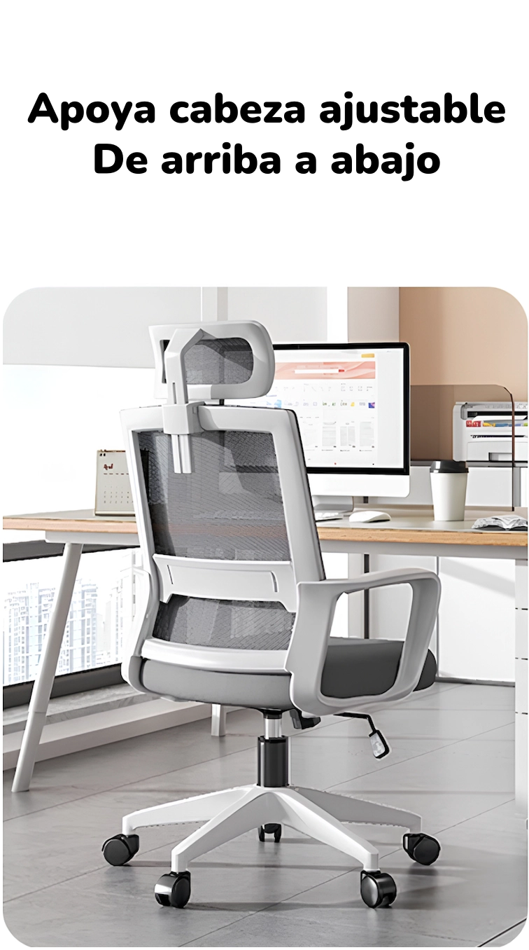 SILLA ESCRITORIO LUBABYCAS W6015 ACERO INOXIDABLE BLANCO CON APOYA CABEZA - 3