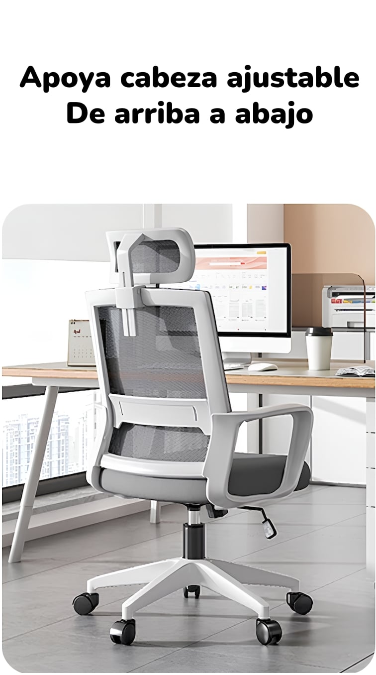 SILLA ESCRITORIO LUBABYCAS W6015 ACERO INOXIDABLE BLANCO CON APOYA CABEZA - 3