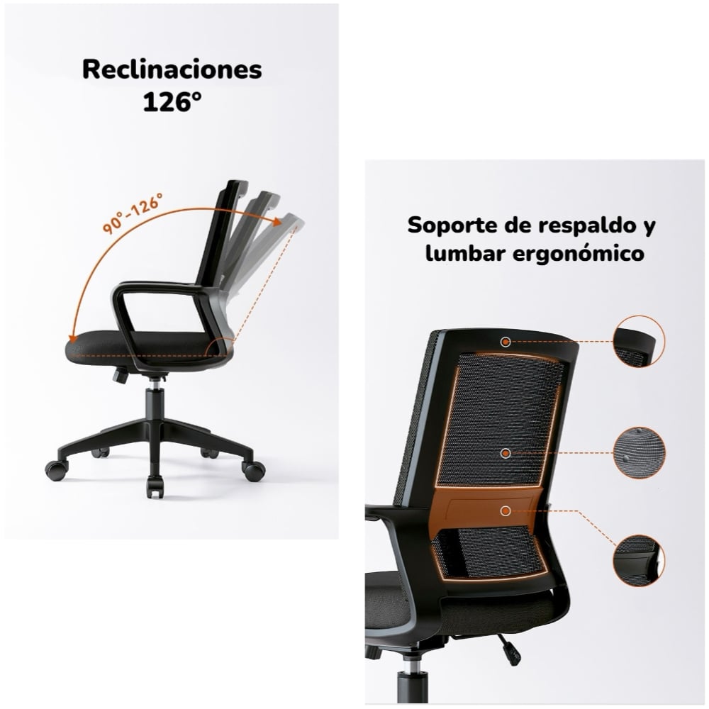 SILLA ESCRITORIO LUBABYCAS W6015 ACERO INOXIDABLE BLANCO CON APOYA CABEZA - 4