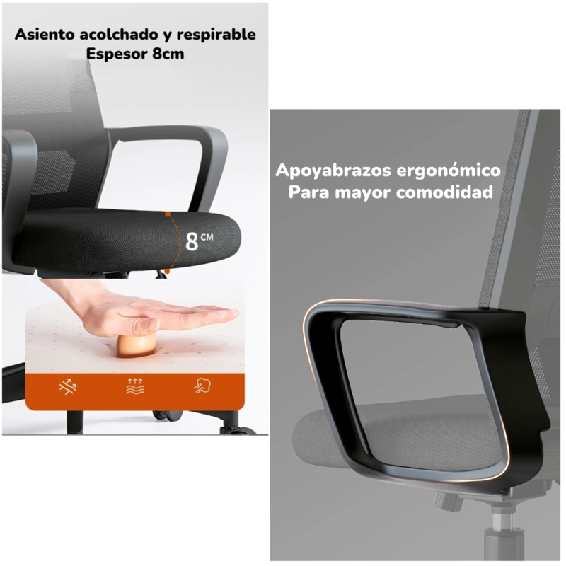 SILLA ESCRITORIO LUBABYCAS W6015 ACERO INOXIDABLE BLANCO CON APOYA CABEZA - 6