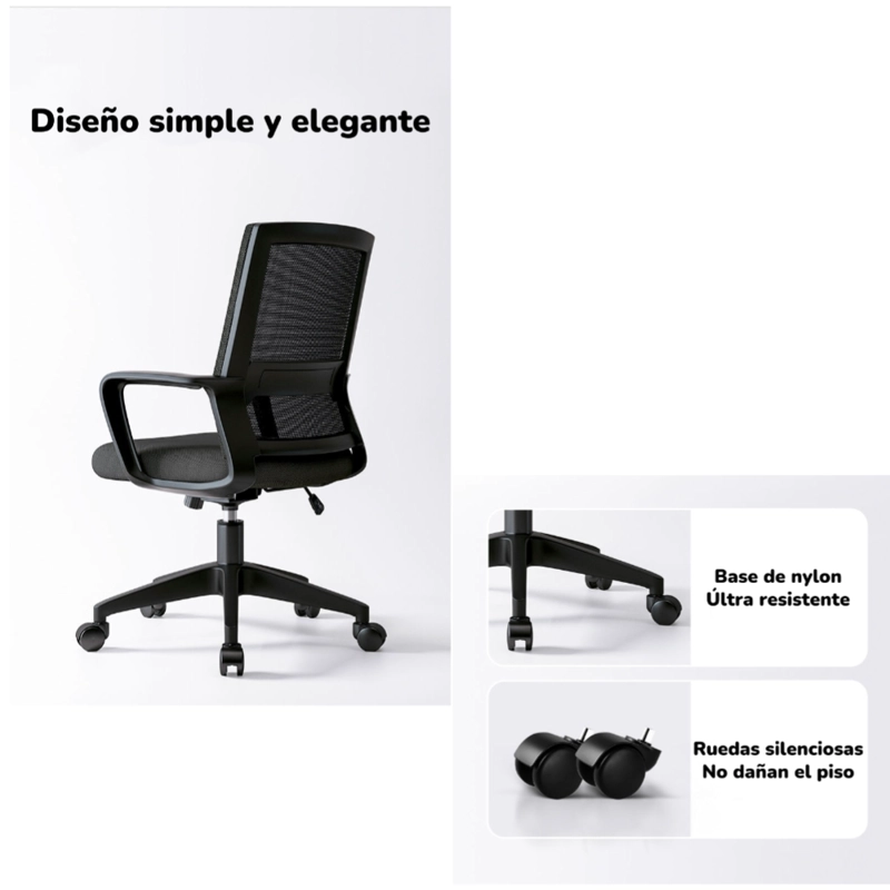 SILLA ESCRITORIO LUBABYCAS W6015 ACERO INOXIDABLE BLANCO CON APOYA CABEZA - 7