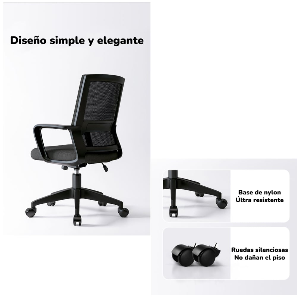 SILLA ESCRITORIO LUBABYCAS W6015 ACERO INOXIDABLE BLANCO CON APOYA CABEZA - 7