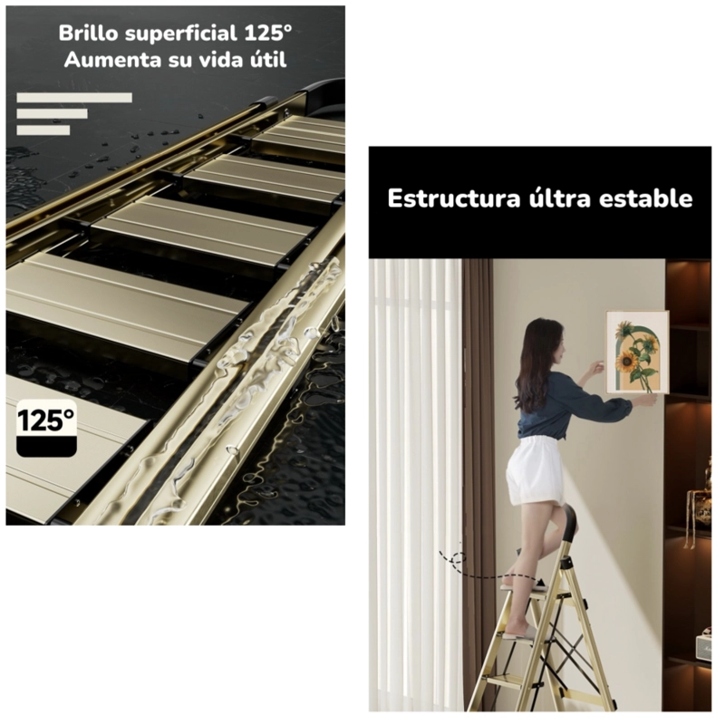 ESCALERA LUBABYCAS ALUMINIO DORADA 5 ESCALONES BY - 5