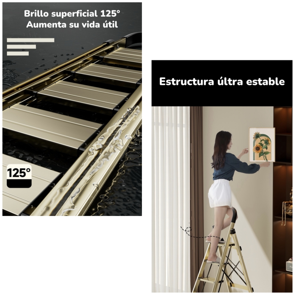 ESCALERA LUBABYCAS ALUMINIO DORADA 5 ESCALONES BY - 5