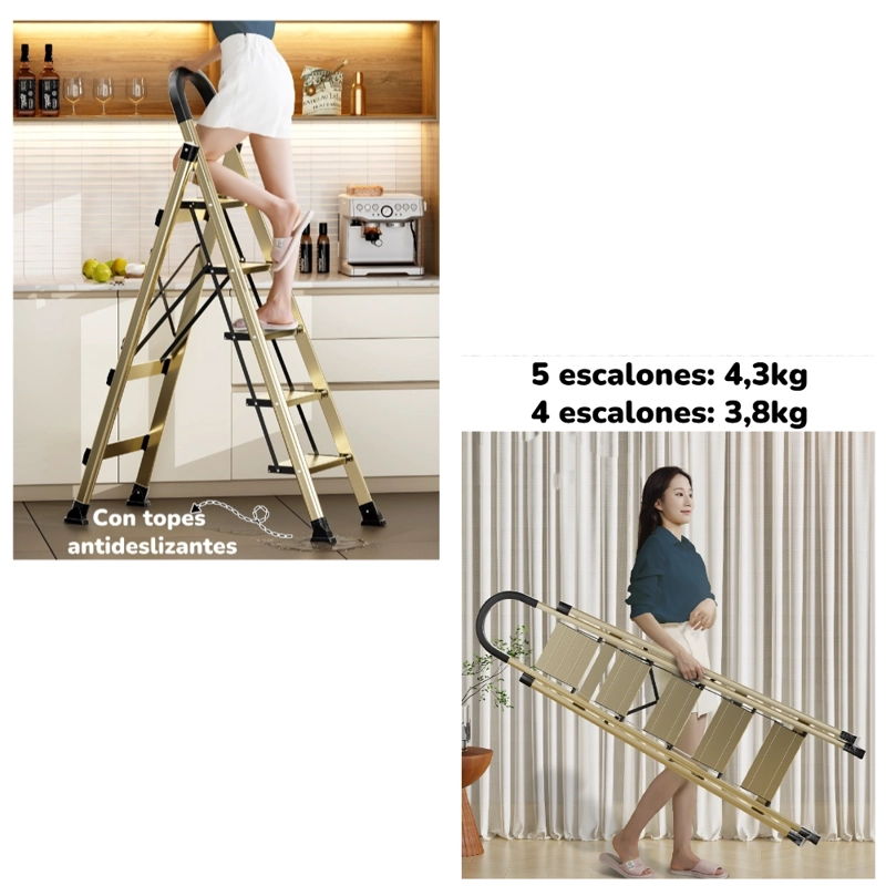 ESCALERA LUBABYCAS ALUMINIO DORADA 5 ESCALONES BY - 6