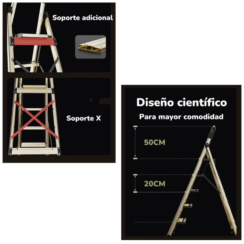 ESCALERA LUBABYCAS ALUMINIO DORADA 5 ESCALONES BY - 7