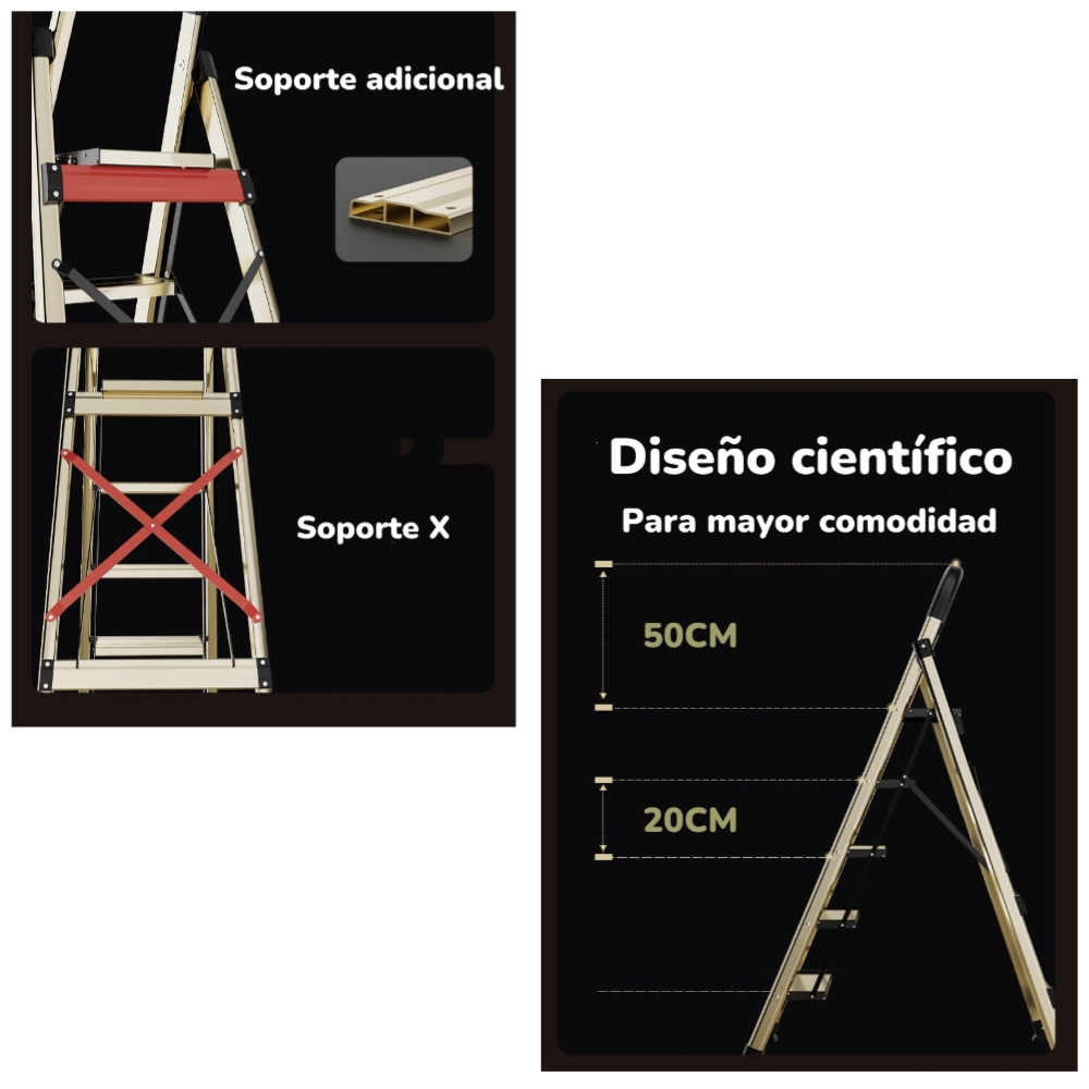 ESCALERA LUBABYCAS ALUMINIO DORADA 5 ESCALONES BY - 7