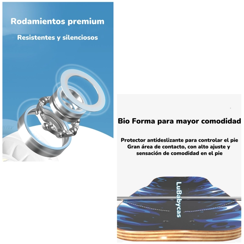 SKATE PATINETA DE MADERA CON LUCES FREESTYLE NEGRA LUBABYCAS - 6