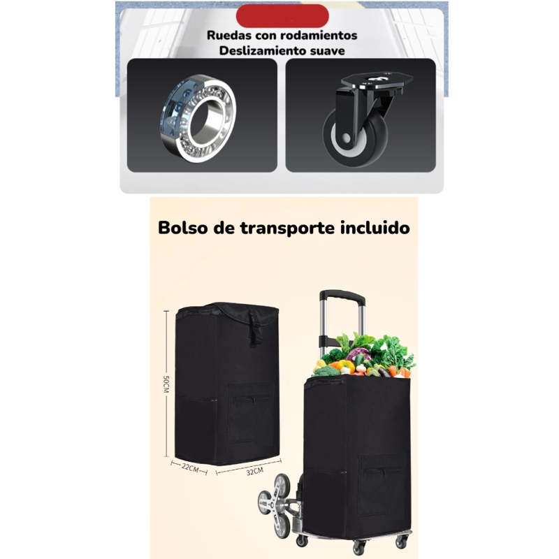 CARRO LUBABYCAS MODEL B CARGA PLEGABLE RUEDAS TREPADORAS - 6