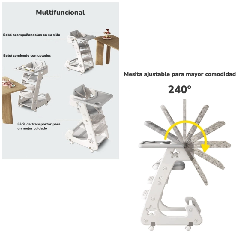 SILLA COMER LUBABYCAS GROWTH GRIS MULTIFUNCIONAL - 4