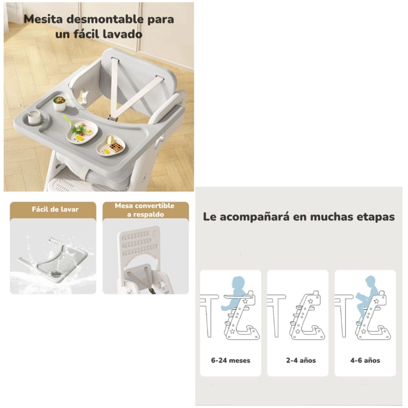 SILLA COMER LUBABYCAS GROWTH GRIS MULTIFUNCIONAL - 5
