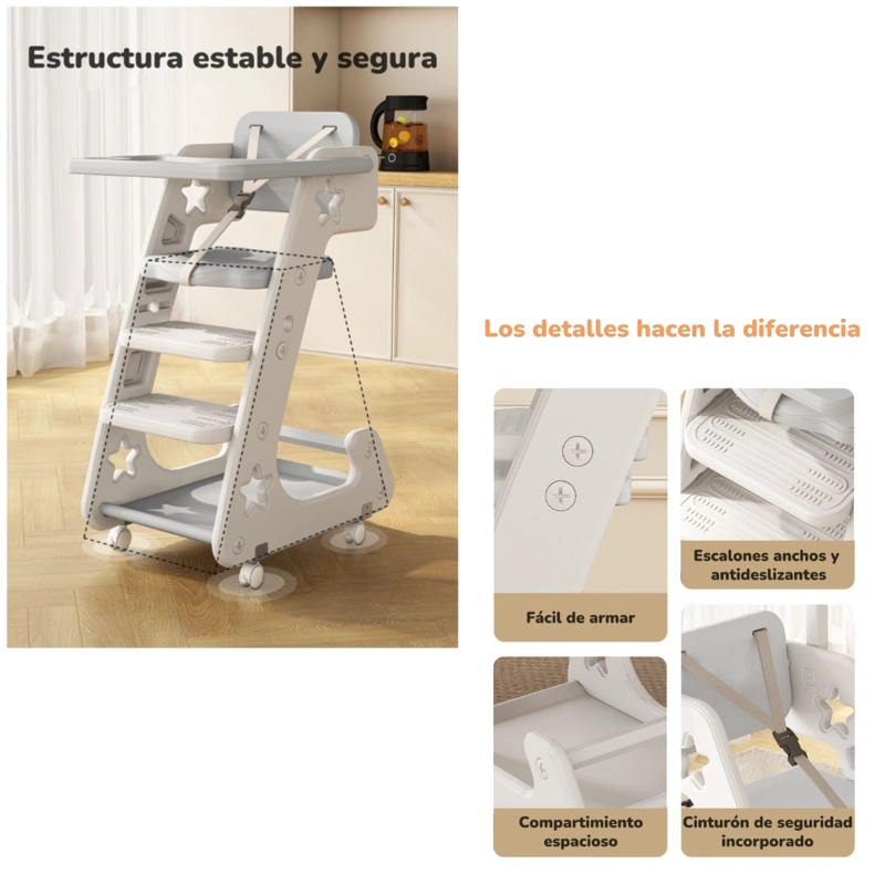 SILLA COMER LUBABYCAS GROWTH GRIS MULTIFUNCIONAL - 7