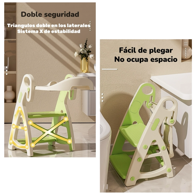 ASIENTO ADAPTADOR INODORO LUBABYCAS NIÑOS ESCALERA GRIS - 4