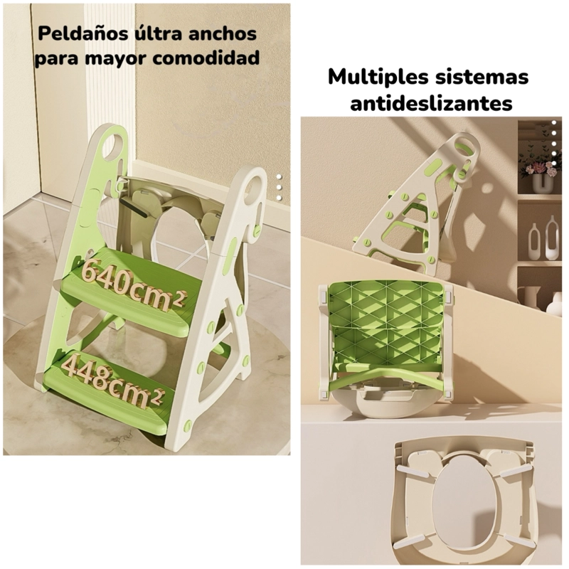 ASIENTO ADAPTADOR INODORO LUBABYCAS NIÑOS ESCALERA GRIS - 7