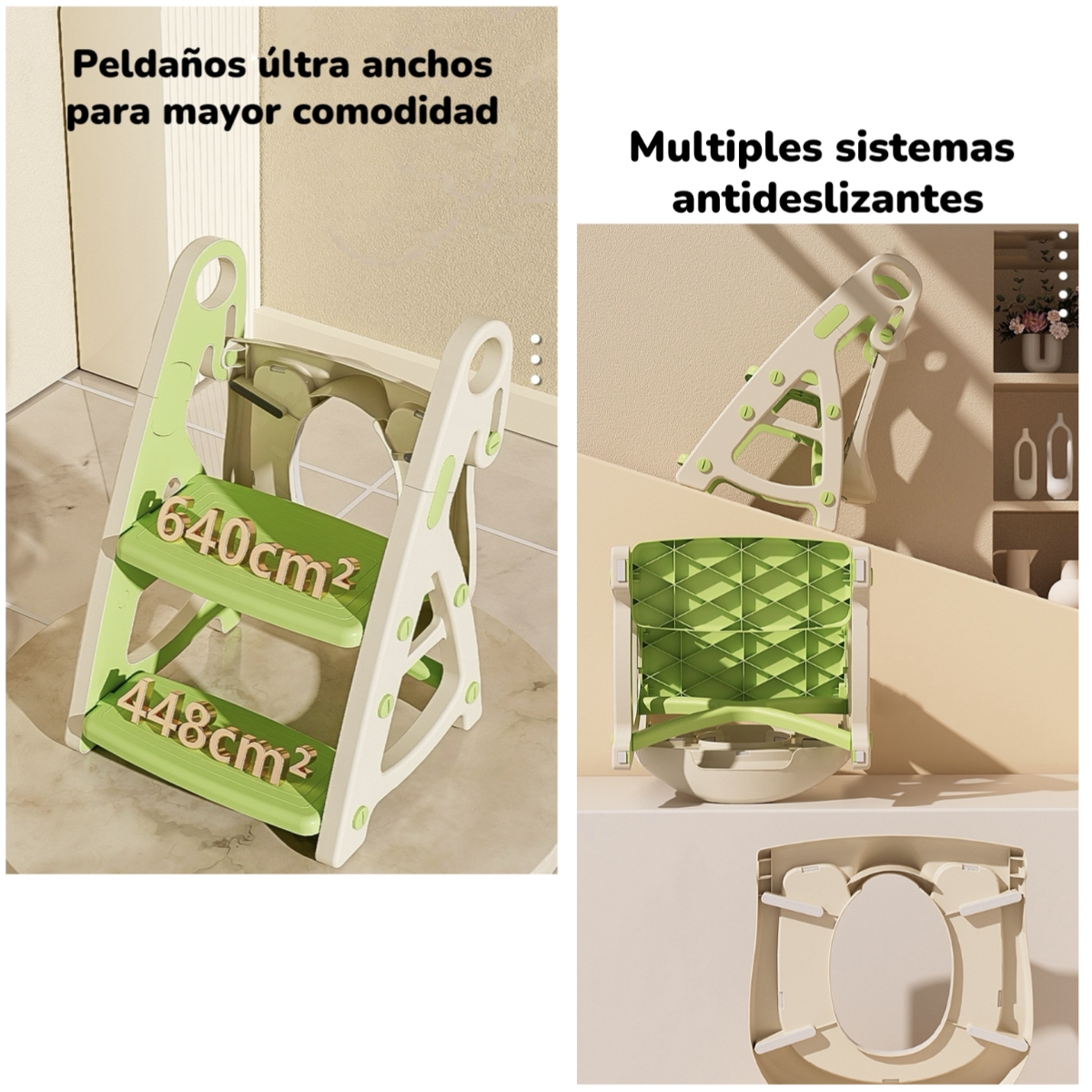 ASIENTO ADAPTADOR INODORO LUBABYCAS NIÑOS ESCALERA GRIS - 7