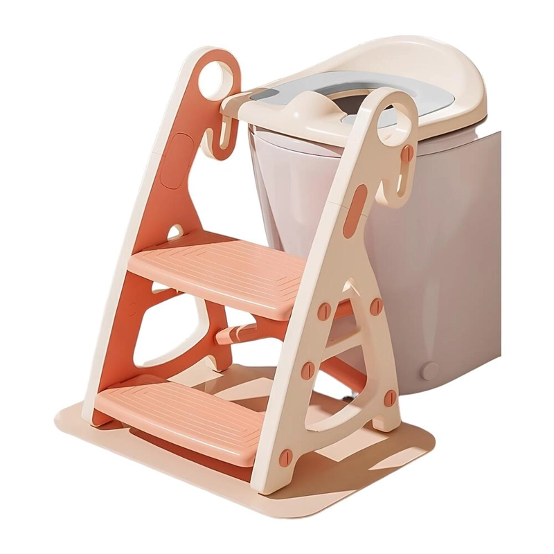 ASIENTO ADAPTADOR INODORO LUBABYCAS NIÑOS ESCALERA ROSADO - 1