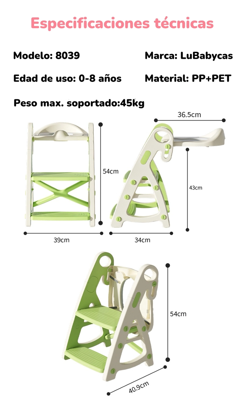 ASIENTO ADAPTADOR INODORO LUBABYCAS NIÑOS ESCALERA ROSADO - 8