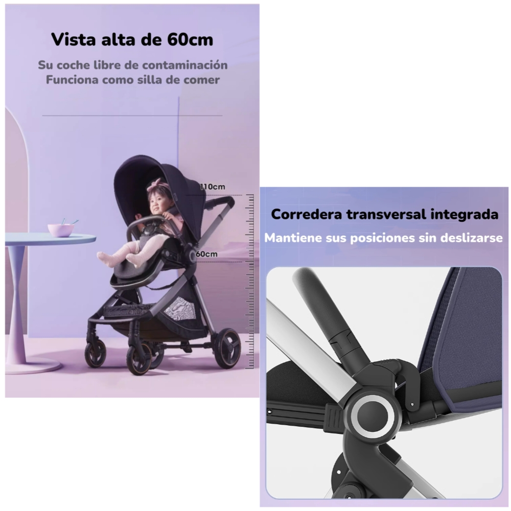 COCHE PASEO LUBABYCAS EMU AZUL ALUMINIO 2 MODOS - 3