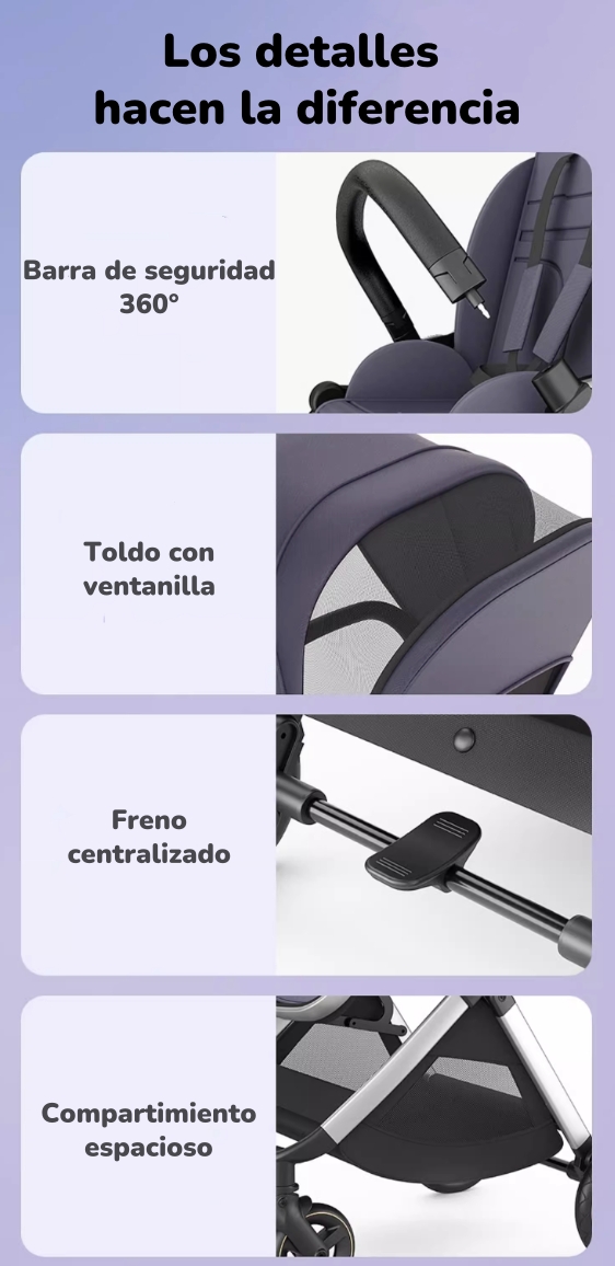 COCHE PASEO LUBABYCAS EMU AZUL ALUMINIO 2 MODOS - 7