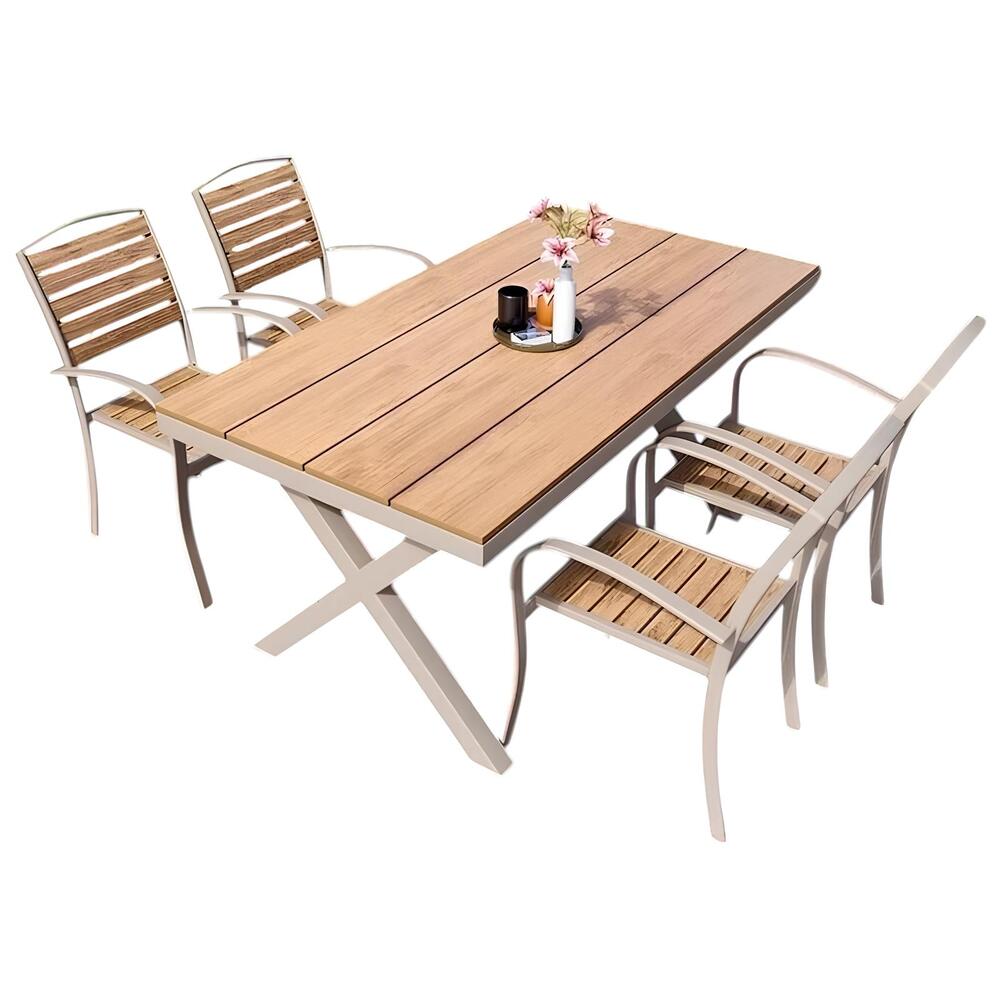JUEGO DE COMEDOR EXTERIORES 150CM Y 4 SILLAS IMPERMEABLES - 1