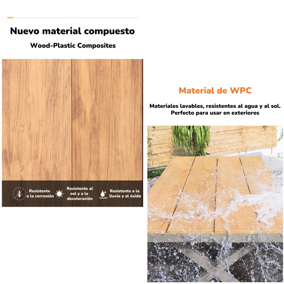JUEGO DE COMEDOR EXTERIORES 220CM Y 8 SILLAS IMPERMEABLES - 2