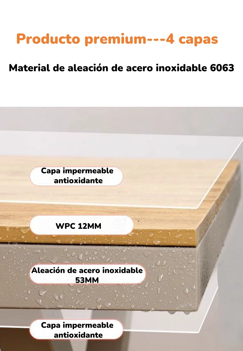 JUEGO DE COMEDOR EXTERIORES 220CM Y 8 SILLAS IMPERMEABLES - 5