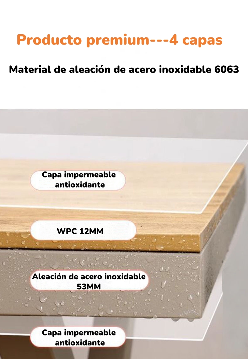 JUEGO DE COMEDOR EXTERIORES 220CM Y 8 SILLAS IMPERMEABLES - 5
