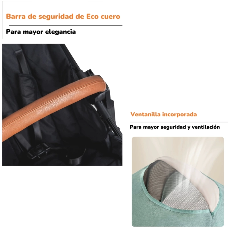 COCHE CUNA LUBABYCAS A8 NEGRO DOBLE MULTIPOSICIONES COMPACTO - 5
