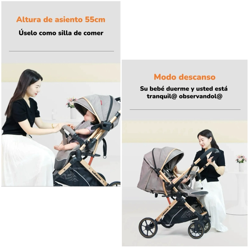 COCHE PASEO LUBABYCAS B1 NEGRO REVERSIBLE CON CUBRE PIES - 4