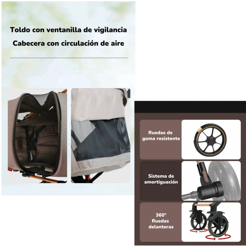 COCHE PASEO LUBABYCAS B1 NEGRO REVERSIBLE CON CUBRE PIES - 6