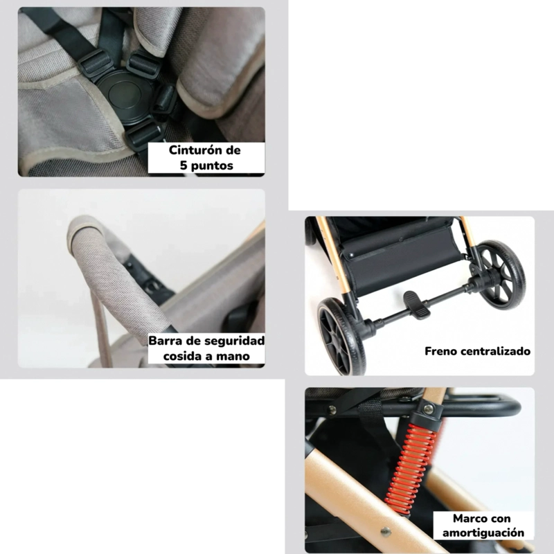 COCHE PASEO LUBABYCAS B1 NEGRO REVERSIBLE CON CUBRE PIES - 7