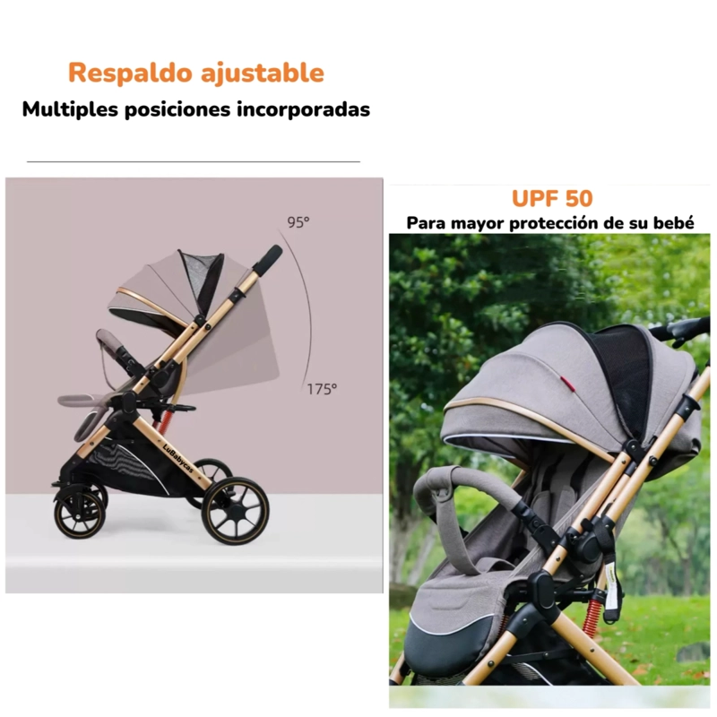 COCHE PASEO LUBABYCAS B1 NEGRO REVERSIBLE CON CUBRE PIES - 8
