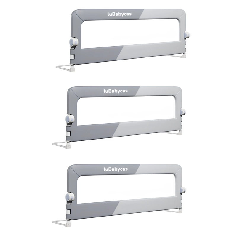 BARANDA CAMA LUBABYCAS PACK 3 PLEGABLE KING PROTECT ACERO INOXIDABLE GRIS - 1