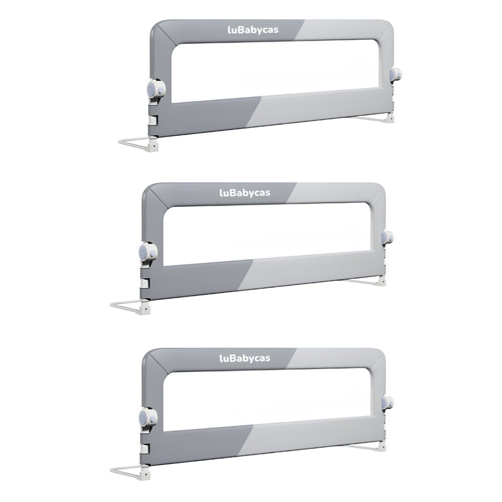 BARANDA CAMA LUBABYCAS PACK 3 PLEGABLE KING PROTECT ACERO INOXIDABLE GRIS - 1