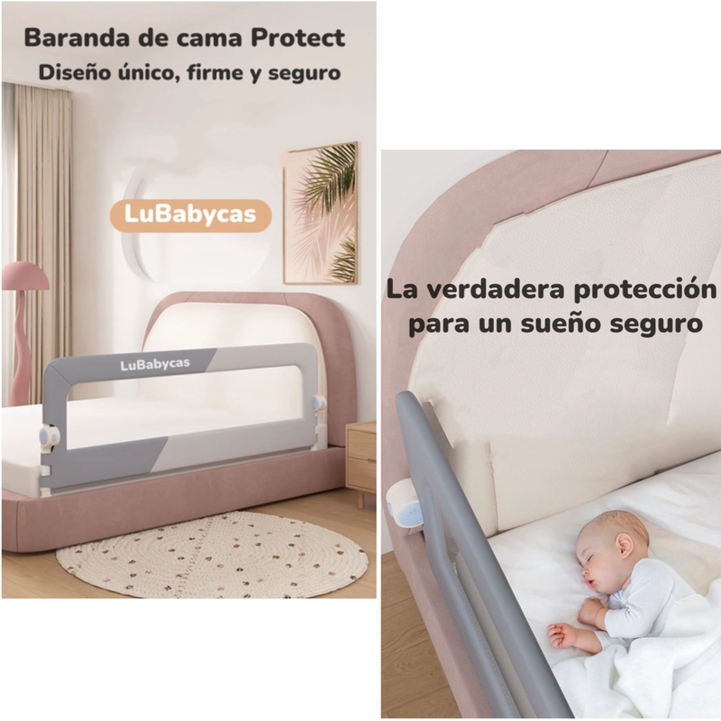BARANDA CAMA LUBABYCAS PACK 3 PLEGABLE KING PROTECT ACERO INOXIDABLE GRIS - 3