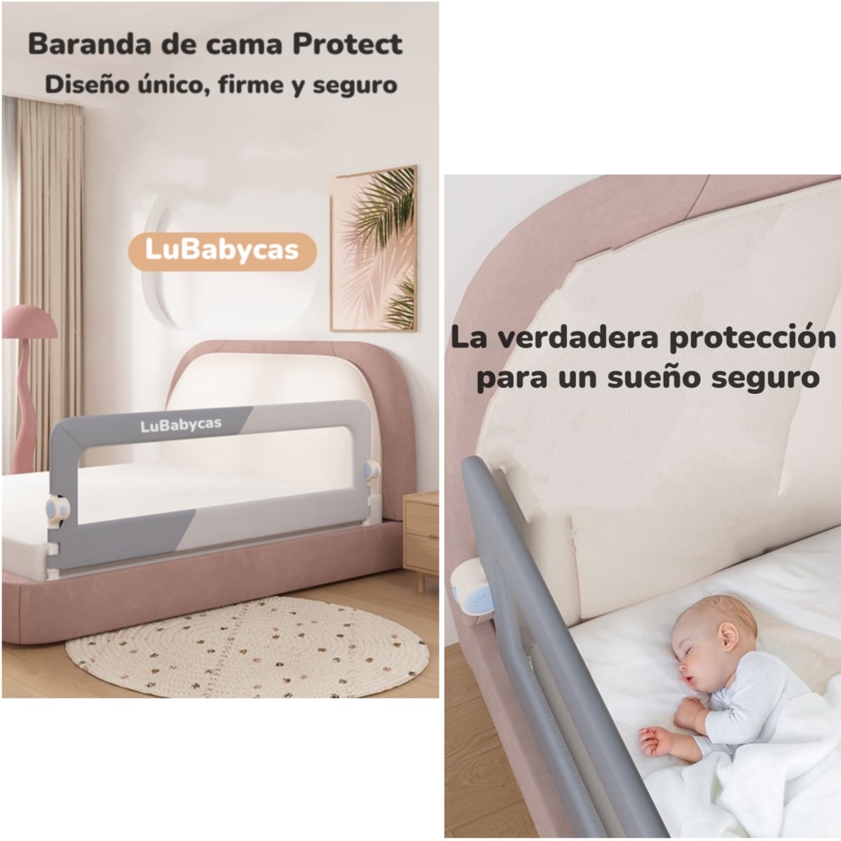 BARANDA CAMA LUBABYCAS PACK 3 PLEGABLE KING PROTECT ACERO INOXIDABLE GRIS - 3