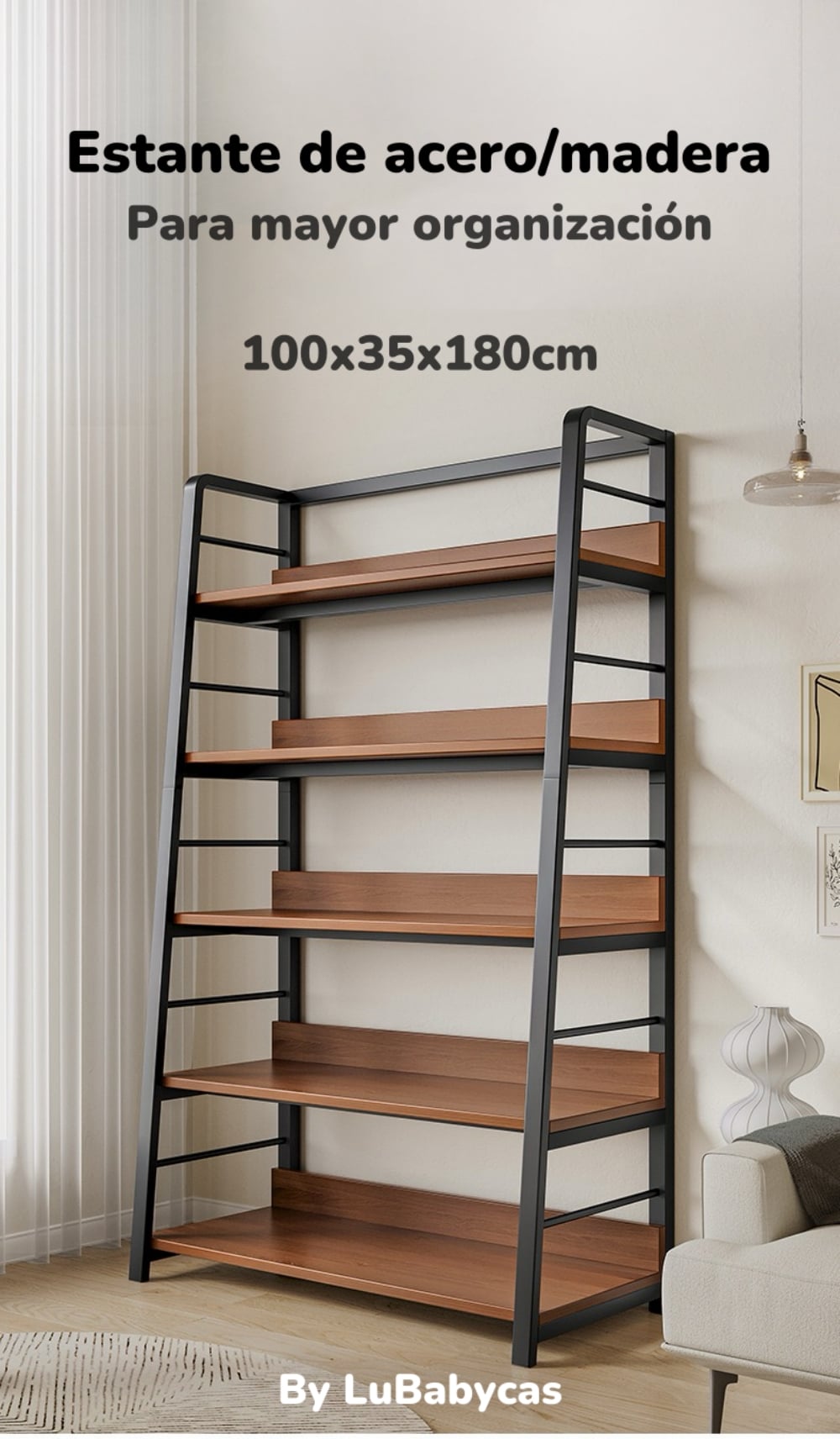 ESTANTE LIBRERO REPISAS DE 5 NIVELES 180CM BY LUBABYCAS - 2
