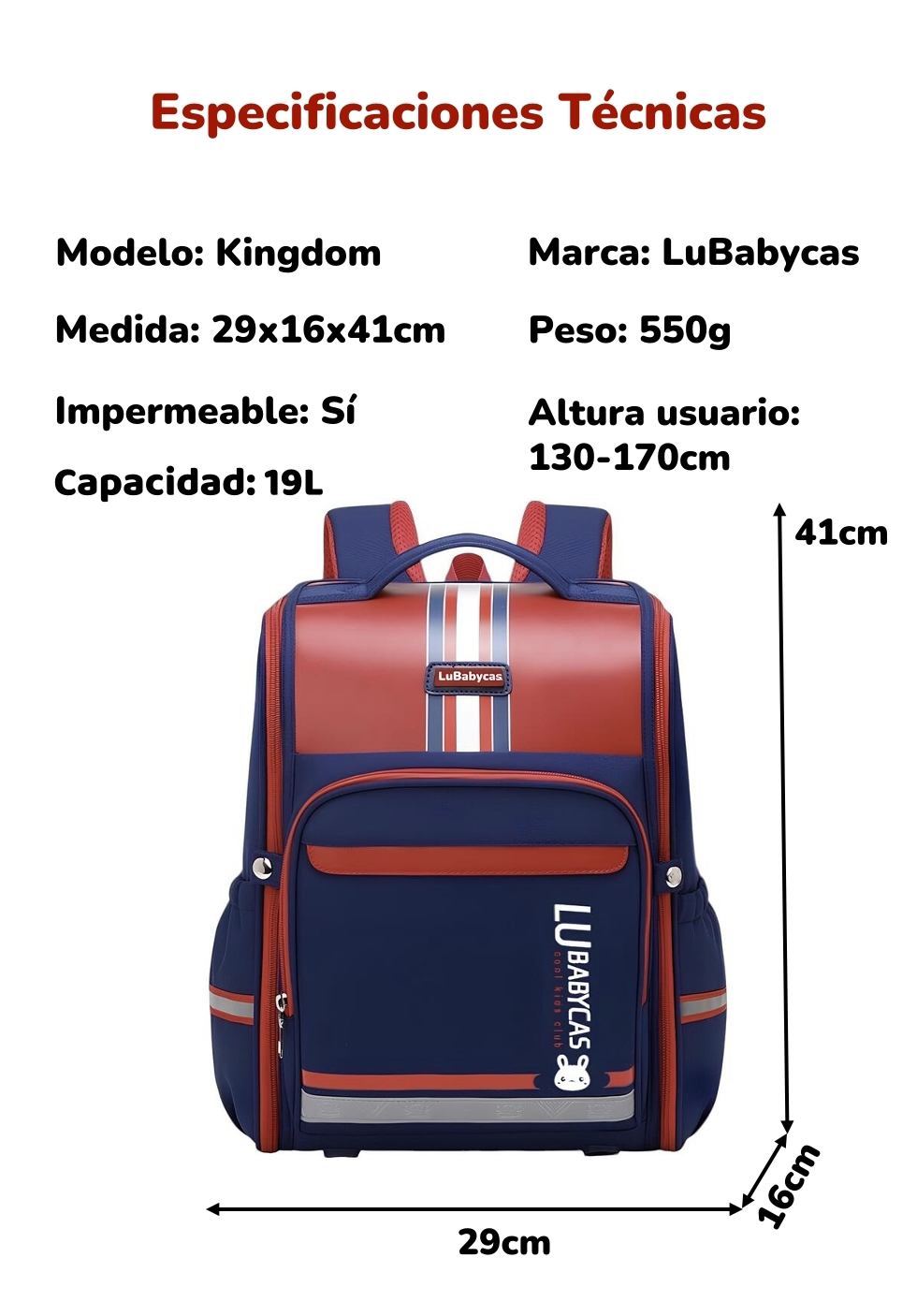 MOCHILA ESCOLAR INFANTIL IMPERMEABLE 5S ROSADA LUBABYCAS - 8