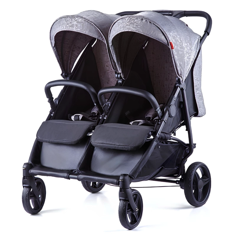 COCHE PASEO DOBLE LUBABYCAS YD GRIS MARCO ALUMINIO LIVIANO - 1