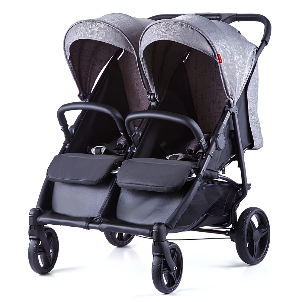 COCHE PASEO DOBLE LUBABYCAS YD GRIS MARCO ALUMINIO LIVIANO - 1