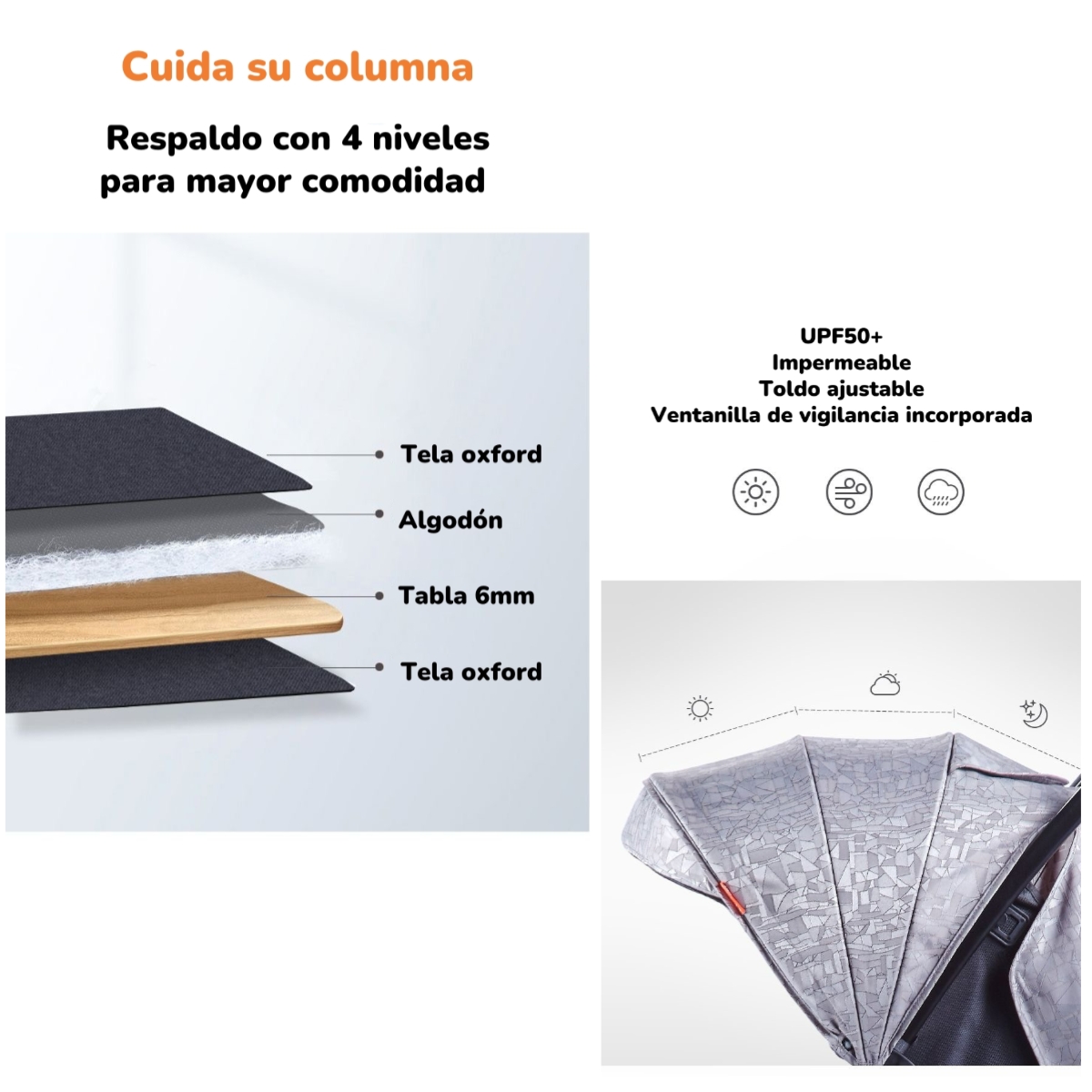 COCHE PASEO DOBLE LUBABYCAS YD GRIS MARCO ALUMINIO LIVIANO - 5