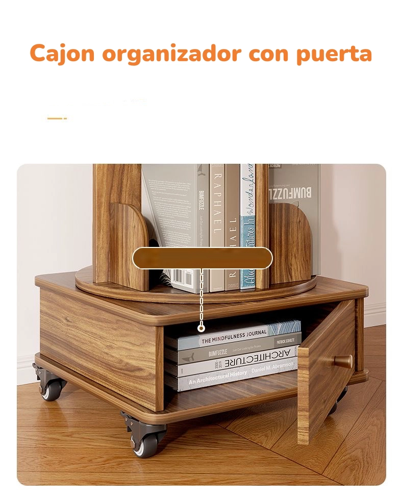 BIBLIOTECA GIRATORIA 360 LIBRERO ORGANIZADOR CON CAJON 173CM - 4